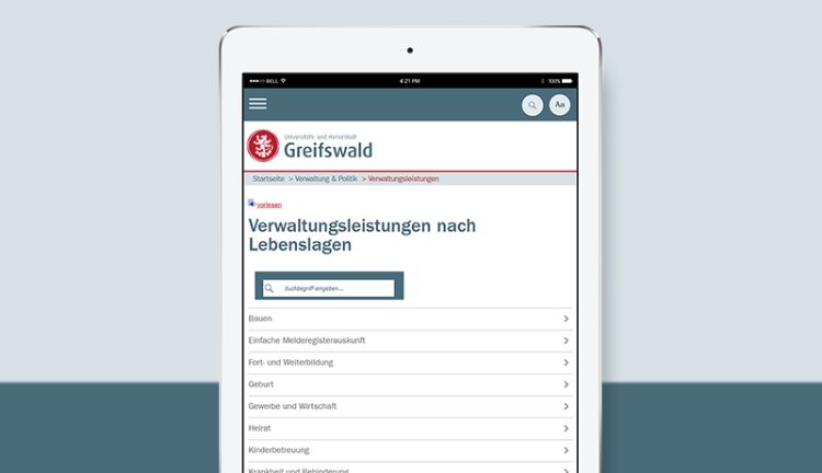 Hansestadt Greifswald - Online-Dienstleistungen für Bürger
